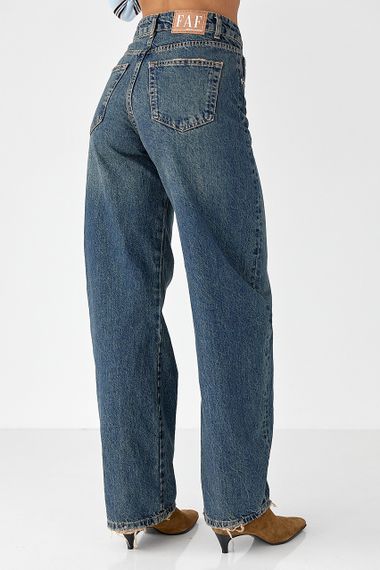 Жіночі джинси Baggy зі рваним низом - синій цвет, 38р (є розміри) | Зображення 1