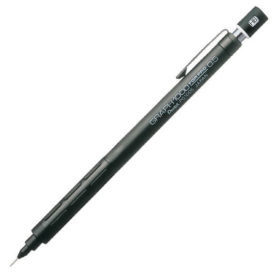 Механический карандаш Pentel Graph 1000 Pencil PG1000 профессиональный, черный матовый, 0.5мм