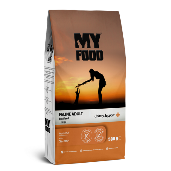 Сухий Корм Myfood Суперпреміум для дорослих стерилізованих котів з Лососем 0,5 кг