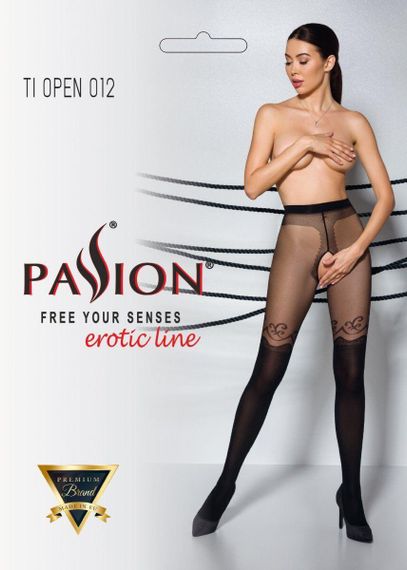 Колготки з відкритим доступом, подвійна щільність Passion TIOPEN 012 3/4 (20/40 den), black sexstyle | Зображення 2