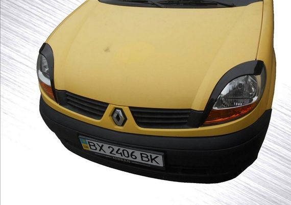 Реснички (2 шт, Черный ABS) Черный глянец для Renault Kangoo 1998-2008 гг