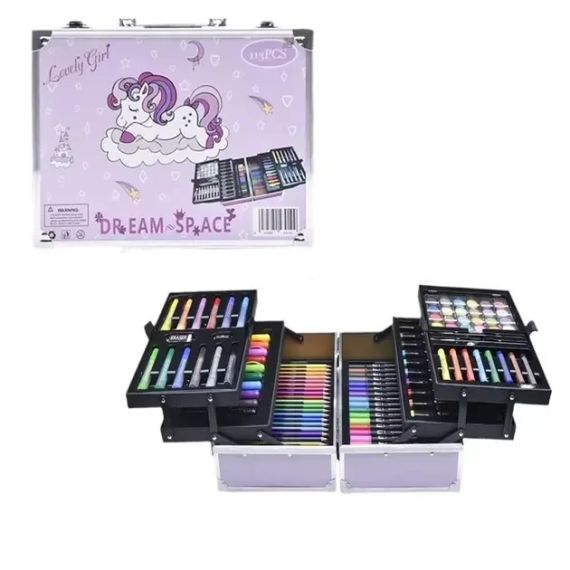 Набір для малювання  133 предметів, дитячий набір для творчості у валізі | Зображення 4