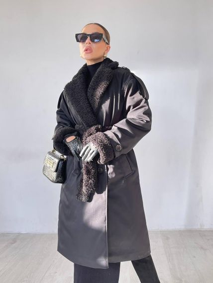 Жіноче пальто-парка утеплене довге 110 см чорне XL | Зображення 7