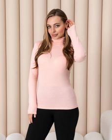 Женская теплая водолазка-гольф полушерсть на термо флисе цвет светло-розовый размер 46/48 DM09.09