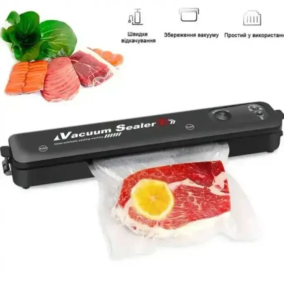 Вакуумний пакувальник для кухні чорний Вакууматор побутовий vacuum sealer Продуктовий вакуумний пакувальник для дому | Зображення 2