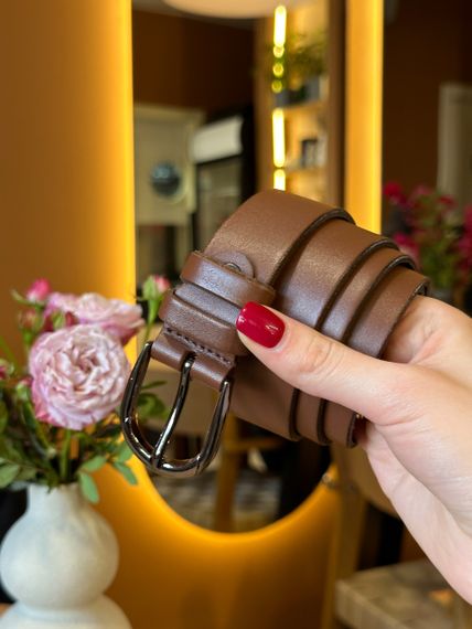 Кожаный женский ремень в коричневом цвете 6081 | Зображення 4