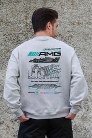 Утеплений оверсайз світшот на флісі з принтом Without AMG Gray