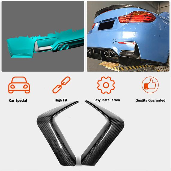 Накладки на задній бампер Flap V1 (для F82/F83, Карбон) для BMW 4 серія F-32 2012-2020 рр | Зображення 1