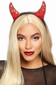 Ослепительно горячие рожки Leg Avenue Sequin devil horns, Красный, One Size