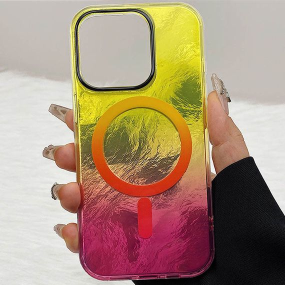 Чохол TPU Shiny Mountain Magnetic Fit для Apple iPhone 15 Pro (6.1") Yellow / Pink | Зображення 1