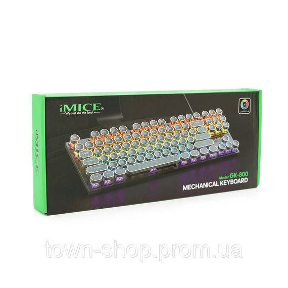 Клавиатура iMICE GK800 USB Wired (TYPE-C) , длина кабеля 100см, (Eng), White/Black, 87к | Зображення 1