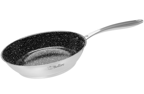 Сковорода из нержавеющей стали антипригарная Bollire Black Sapphire 24 см BR-1706 для всех плит