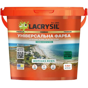 Фарба універсальна для фасадів та інтер'єрів акрилова гумова 3,5 кг RAL 6005 морський зелений "Морська Вежа" Лакрисіл