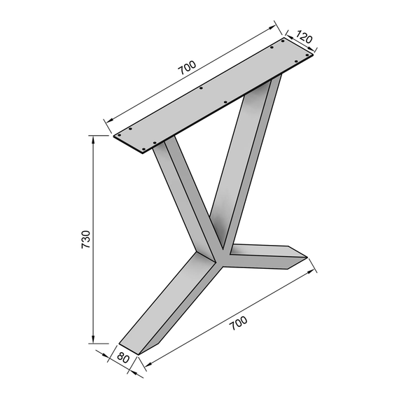 Опора для стола из металла 700×100mm, H=730mm (профильная труба: 80x40mm) Золото | Зображення 6
