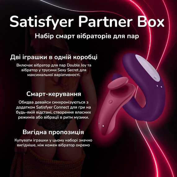 Набір для пар Satisfyer Partner Box (Double Joy + Sexy Secret) смарт вібратори водонепроникні 10 режимів