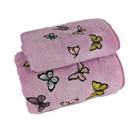 Набір рушників 2 шт Метелики 35x75 + 70x140 см Бузкові LoveYouHome