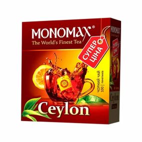 Чорний цейлонський чай у пакетиках 100 пакетів Мономах Ceylon,