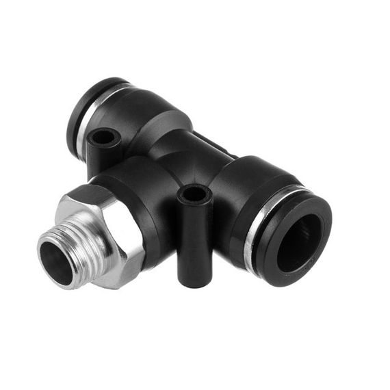 Цангове з'єднання Т-подібне для поліуретанових та ін. шлангів 12*12 мм, 1/4" зовн. різьба INTERTOOL PT-2354