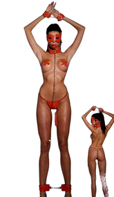 Комплект 6 предметов (наручники+маска+пестисы+ошейник с кляпом+трусы+поножи) Sunspice sexstyle