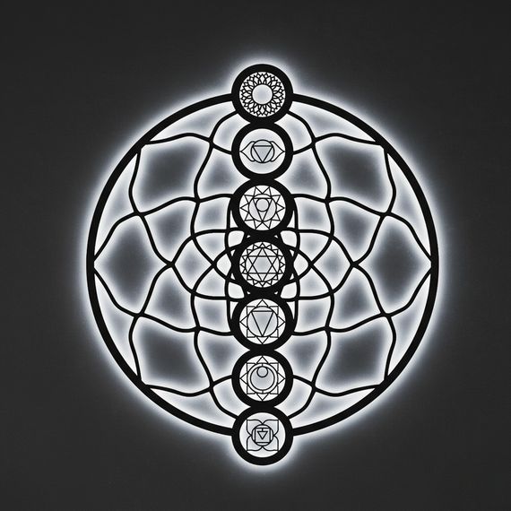 Панно декоративне картина на стіну Чакри кругле LED підсвітка 16 кольорів пульт 800х922 acr-p000253 | Зображення 2