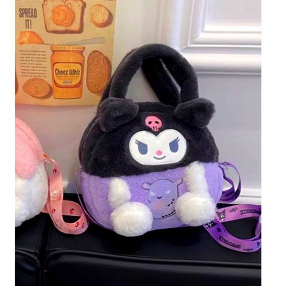 М'яка сумка Куромі для дівчинки через плече, плюшева сумочка Kuromi, дитяча сумочка Куромі | Зображення 5