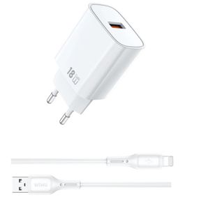 СЗУ WIWU G006 Essen QC3.0 18W GaN (1USB-A) + кабель USB to Lightning White