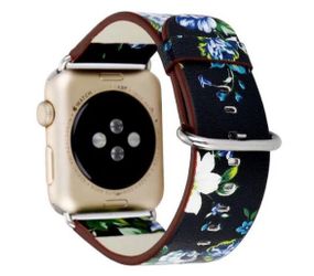 Кожаный ремешок Primo Blue Flower для Apple Watch 38mm / 40mm / 41mm размер S