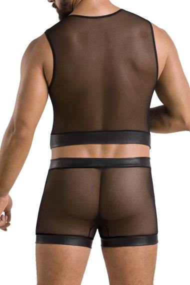 Комплект прозорі жилет та шортики Passion 053 SET WILLIAM, Чорний, 2XL, 3XL, 2XL/3XL, Великі розміри | Зображення 1