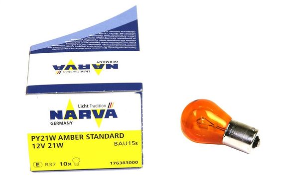 Указательная лампа накаливания NARVA 17638 PY21W 12V 21W BAU15s AMBER | Зображення 1