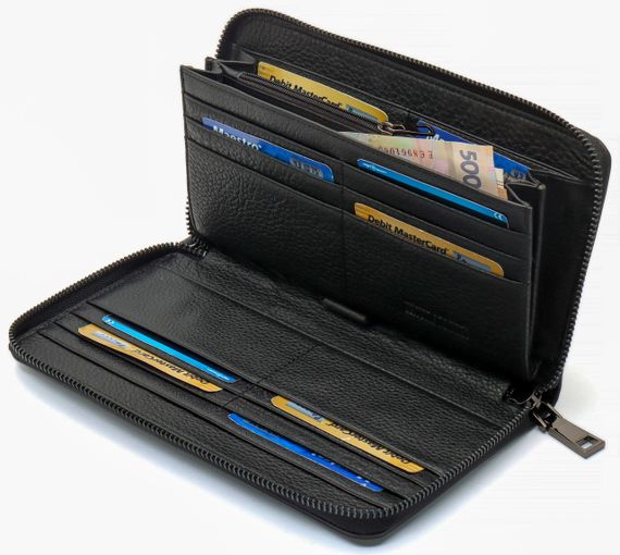 Черный кошелек-клатч с блоком под карточки под одной молнией из натуральной кожи  Marco Coverna МС-5901Q | Зображення 5