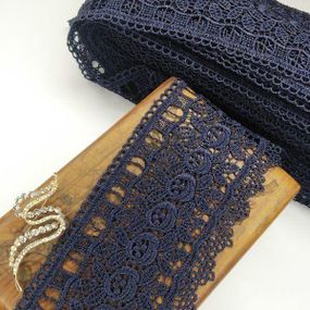 (1 метр) Кружево макраме  10см Цвет - Синий тёмный (09М-Y10093-3)