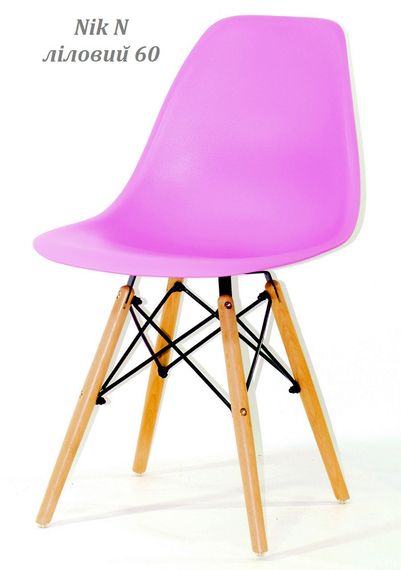Стул обеденный пластиковый на буковых ножках Nik N Eames DSW, цвет сиденья Лиловый 60