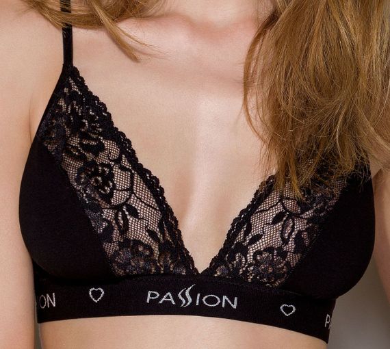 Эластичный топ с кружевом Passion PS001 TOP Черный S | Зображення 1