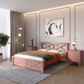 Двоспальне дерев&#039;яне ліжко Mebigrand Прованс Н Горіх лісовий 160х200 см (MBG-3147)