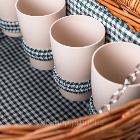 Кошик плетений для пікніка з посудом на 4 персони 41х31х22 см набір посуду туристичний для кемпінгу HP-ZQ-2 | Зображення 4