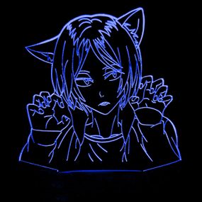 Акриловый светильник-ночник Девушка кошка синий tty-n000989