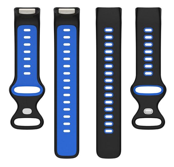 Силіконовий ремінець Primolux Sport для фітнес браслета Fitbit Charge 5 / Charge 6 - Black&Blue / розмір М | Зображення 4