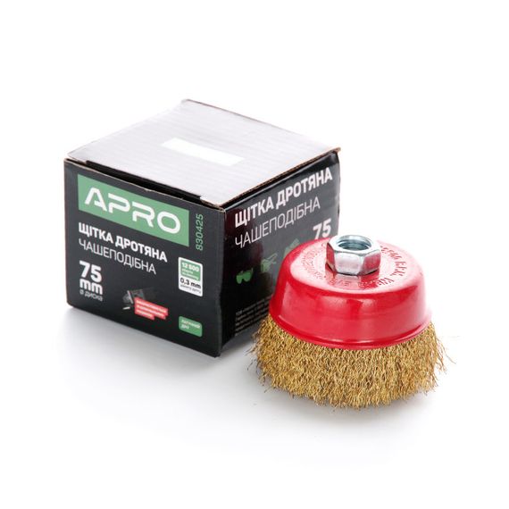 Щітка чаша латуновий дріт 75 мм (УШМ) APRO 8304251 | Зображення 2