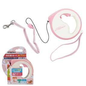 Рулетка DoggyMan Retractable Lead Star S, трос 5 м, розовый