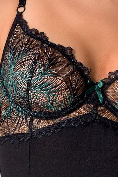 Корсет з пажами Passion Exclusive FLORIS CORSET L/XL, black, трусики Sex Aura | Зображення 2