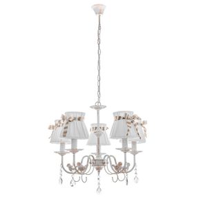 Люстра подвесная с абажуром классическая E14 40W WH (BKL-660S/5)