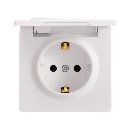 LETO білий Розетка зовнішня із заземленням з кришкою Лезард