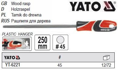 Рашпіль по дереву, круглий YATO : L=250 мм, #45 [12/72] YATO-6221