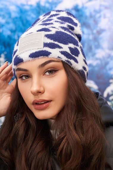 Легкая мягкая двухцветная шапка (5144) белый + джинсовый