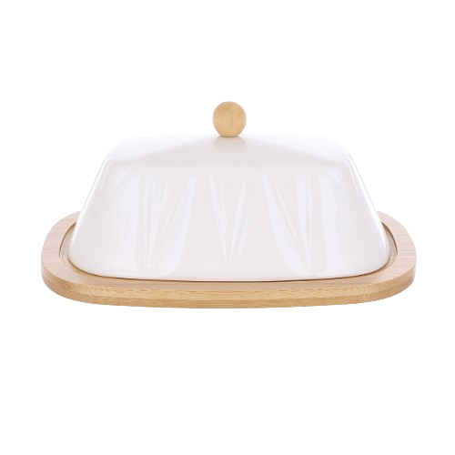 Маслянка порцелянова з з бамбуковим блюдом Grace 20.5*14.5*8.8см