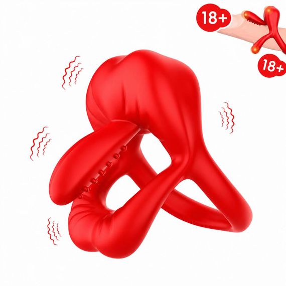 Ерекційне віброкільце - Big Mouth Red Sex Aura | Зображення 1