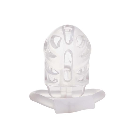 Клітка для пеніса LOCKINK SEVANDA Plastic Penis Chastity Cage, прозора, 3 кільця різних розмірів | Зображення 3