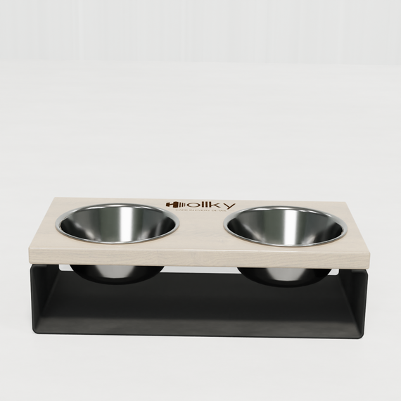 Миски на подставке из цельного металлического листа для собак и котов Hollky SteelWood S (2 × 0,45 л) SWS-36188-GRWH | Зображення 5