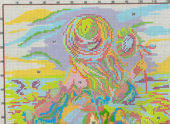 Набір для вишивання за нанесеною на канву схемою "Sunflower Girl". AIDA 14CT printed 30*34 см | Зображення 7