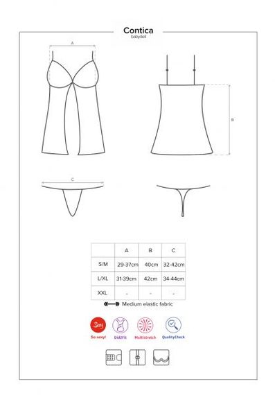 Бебідолл Obsessive Contica babydoll S / M, Черный, S/M | Зображення 2